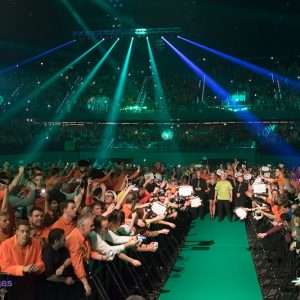 Michael van Gerwen tijdens Betway Premier League in Rotterdam Ahoy